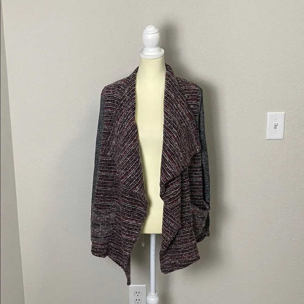 Lucky BrandWool Blend Drapped Asymmetrical Open Front Knit Cardigan Women Size M